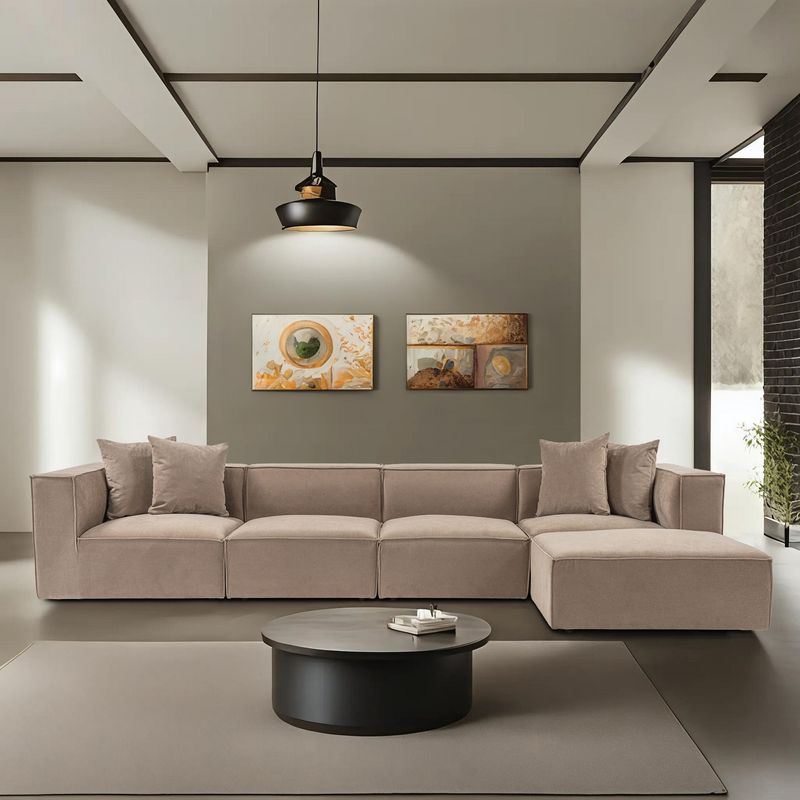 Casa si Gradina - Mobilier - Canapele si coltare - Coltare - Coltar, Hanah Home, cadru lemn de carpen, tapiterie in, cappuccino, 350x190x65 cm - Infinity.ro
