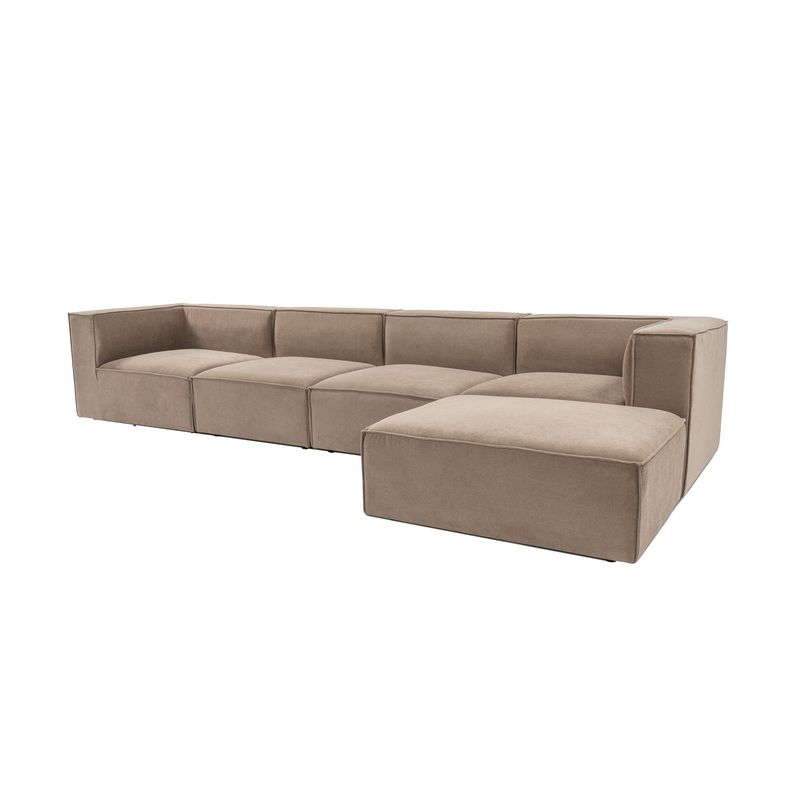 Casa si Gradina - Mobilier - Canapele si coltare - Coltare - Coltar, Hanah Home, cadru lemn de carpen, tapiterie in, cappuccino, 350x190x65 cm - Infinity.ro