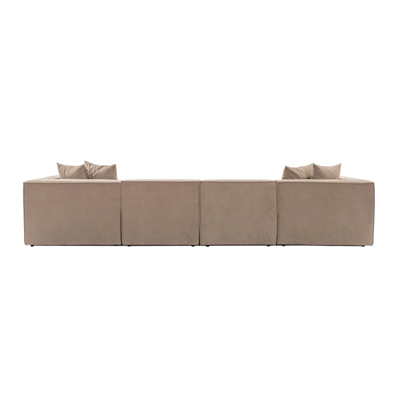 Casa si Gradina - Mobilier - Canapele si coltare - Coltare - Coltar, Hanah Home, cadru lemn de carpen, tapiterie in, cappuccino, 350x190x65 cm - Infinity.ro