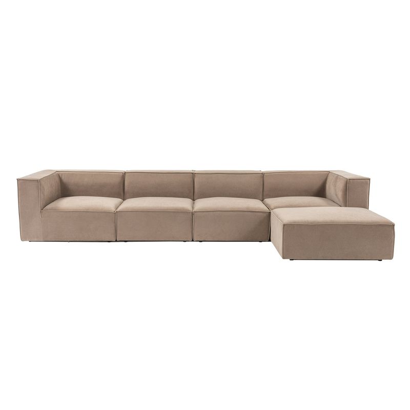 Casa si Gradina - Mobilier - Canapele si coltare - Coltare - Coltar, Hanah Home, cadru lemn de carpen, tapiterie in, cappuccino, 350x190x65 cm - Infinity.ro