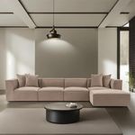 Casa si Gradina - Mobilier - Canapele si coltare - Coltare - Coltar, Hanah Home, cadru lemn de carpen, tapiterie in, cappuccino, 350x190x65 cm - Infinity.ro