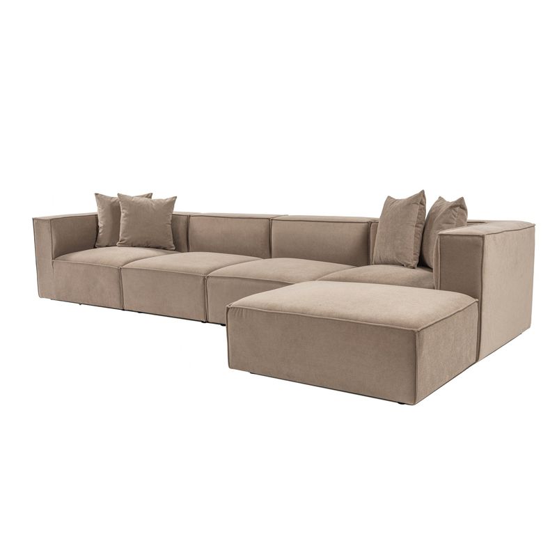 Casa si Gradina - Mobilier - Canapele si coltare - Coltare - Coltar, Hanah Home, cadru lemn de carpen, tapiterie in, cappuccino, 350x190x65 cm - Infinity.ro
