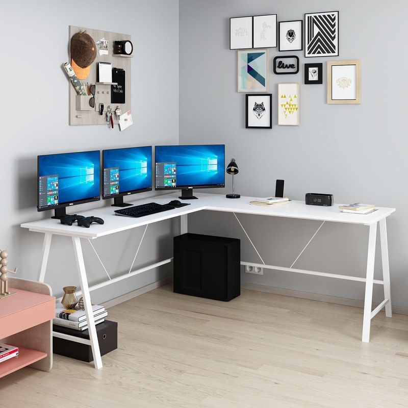 Casa si Gradina - Mobilier - Mese si birouri - Birouri - Birou de studiu, Hanah Home, pal melaminat, alb, 180x76x60 cm - Infinity.ro