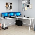 Casa si Gradina - Mobilier - Mese si birouri - Birouri - Birou de studiu, Hanah Home, pal melaminat, alb, 180x76x60 cm - Infinity.ro