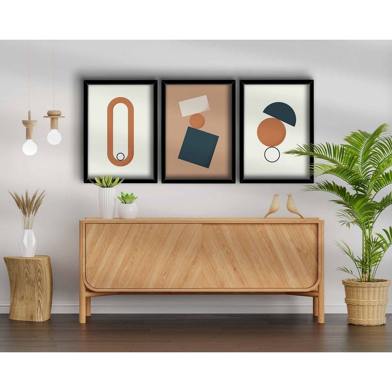 Casa si Gradina - Decoratiuni - Tablouri - Set tablouri decorative, Wallxpert, mdf, somon, alb, albastru marin, 38x53 cm, 3 piese - Infinity.ro