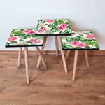 Casa si Gradina - Mobilier - Mese si birouri - Masute de cafea - Set mese cuib, Hanah Home, mdf, roz verde alb, 35x35x52 cm - Infinity.ro