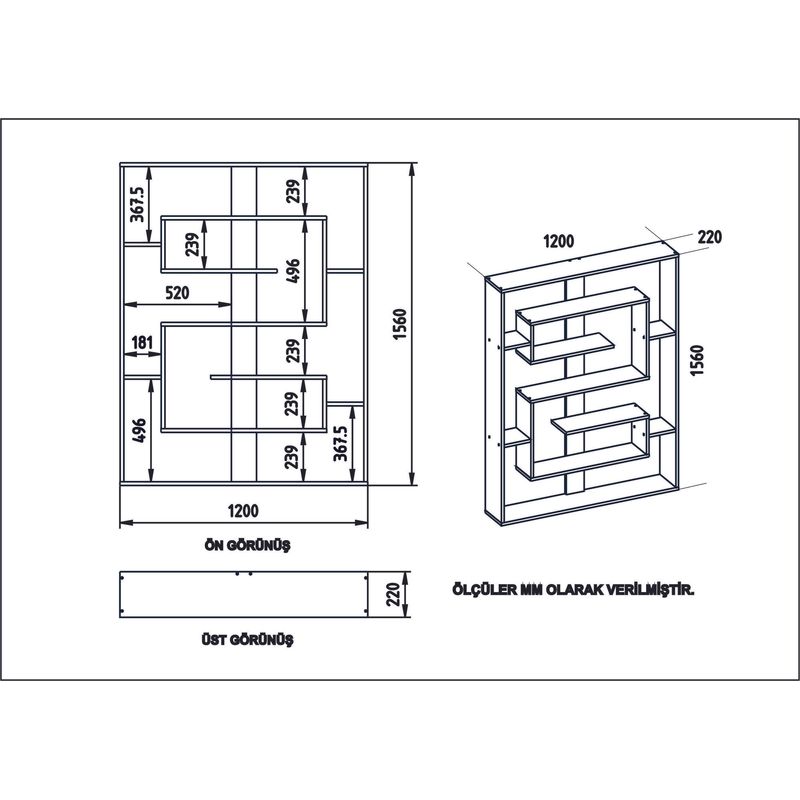 Casa si Gradina - Mobilier - Biblioteci si rafturi - Etajere - Etajera, Hanah Home, PAL melaminat, negru, 120x22x156 cm - Infinity.ro