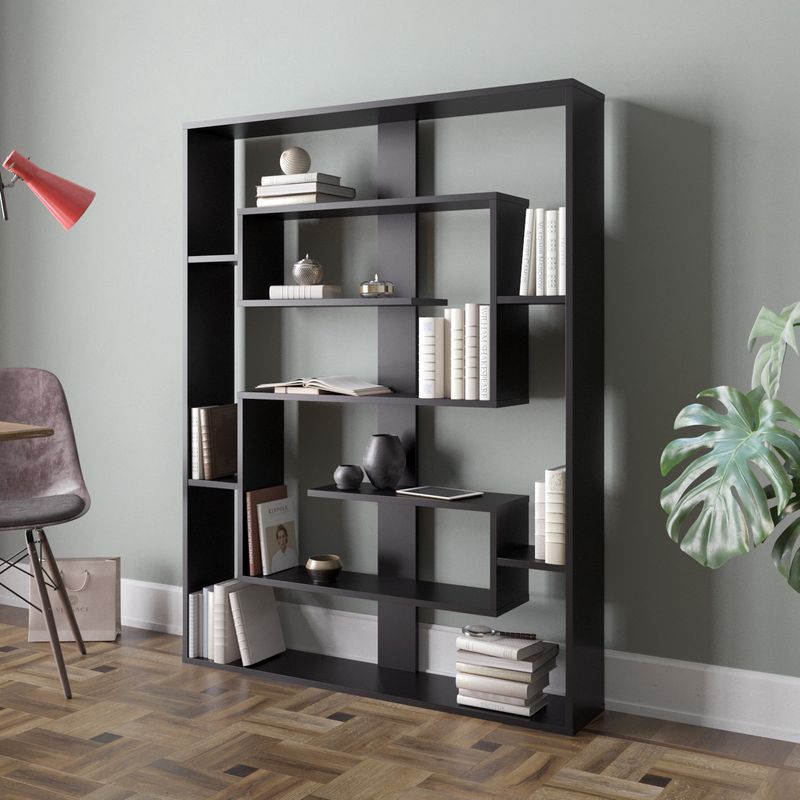 Casa si Gradina - Mobilier - Biblioteci si rafturi - Etajere - Etajera, Hanah Home, PAL melaminat, negru, 120x22x156 cm - Infinity.ro