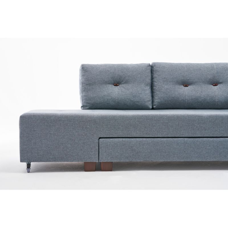 Casa si Gradina - Mobilier - Canapele si coltare - Coltare - Coltar extensibil, Hanah Home, lemn si panouri de fibre, albastru deschis, 280x206x85 cm - Infinity.ro