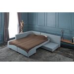 Casa si Gradina - Mobilier - Canapele si coltare - Coltare - Coltar extensibil, Hanah Home, lemn si panouri de fibre, albastru deschis, 280x206x85 cm - Infinity.ro
