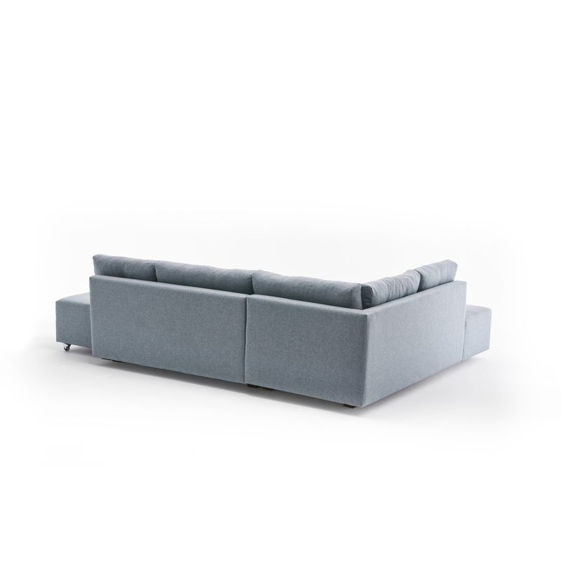 Casa si Gradina - Mobilier - Canapele si coltare - Coltare - Coltar extensibil, Hanah Home, lemn si panouri de fibre, albastru deschis, 280x206x85 cm - Infinity.ro