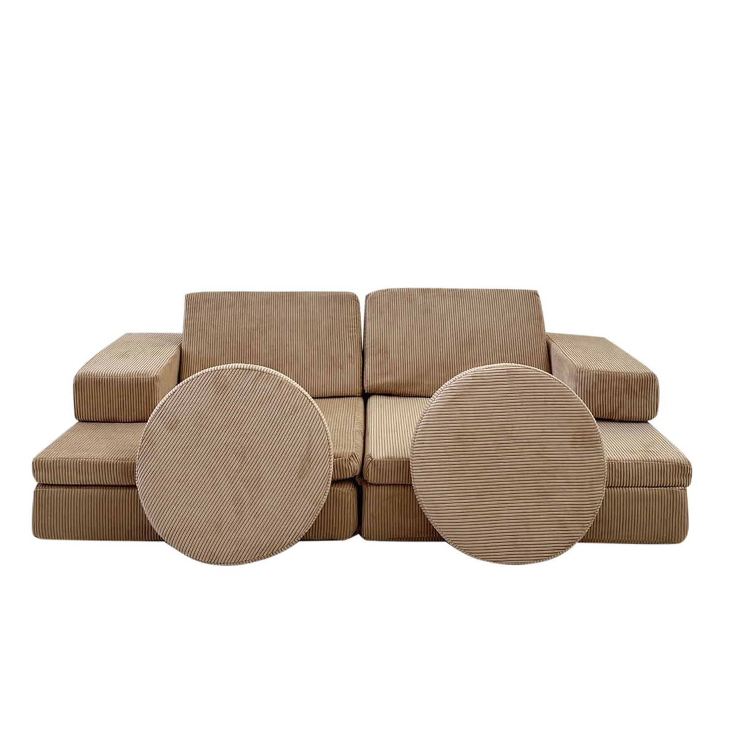 Canapea extensibila 2 locuri, Hanah Home, 100% poliester, camel, 140x70x46 cm