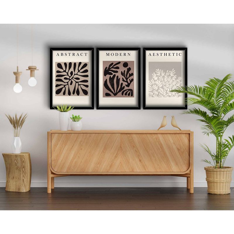 Casa si Gradina - Decoratiuni - Tablouri - Tablou decorativ inramat, Wallxpert, mdf, nurca, gri, alb, negru, 38x53 cm, set 3 piese - Infinity.ro