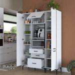 Casa si Gradina - Mobilier - Comode si corpuri - Corpuri bucatarie - Dulap multifunctional, Hanah Home, pal melaminat, alb, 130x40x198.6 cm - Infinity.ro