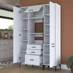 Casa si Gradina - Mobilier - Comode si corpuri - Corpuri bucatarie - Dulap multifunctional, Hanah Home, pal melaminat, alb, 130x40x198.6 cm - Infinity.ro
