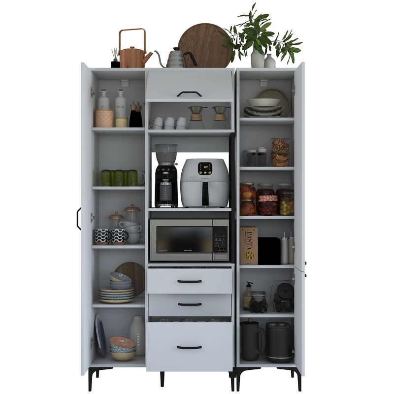Casa si Gradina - Mobilier - Comode si corpuri - Corpuri bucatarie - Dulap multifunctional, Hanah Home, pal melaminat, alb, 130x40x198.6 cm - Infinity.ro