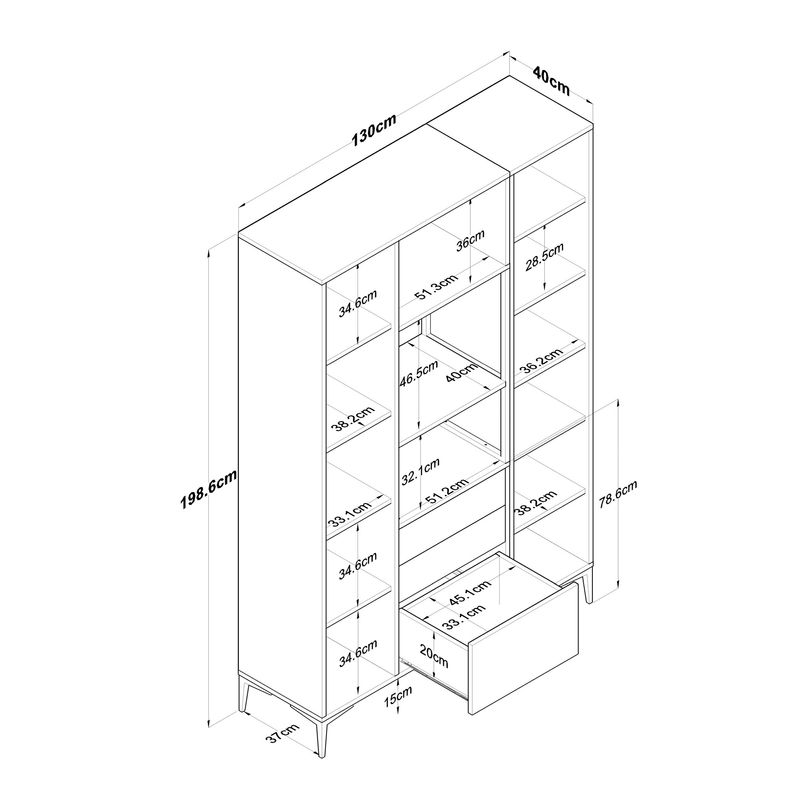 Casa si Gradina - Mobilier - Comode si corpuri - Corpuri bucatarie - Dulap multifunctional, Hanah Home, pal melaminat, alb, 130x40x198.6 cm - Infinity.ro