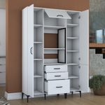 Casa si Gradina - Mobilier - Comode si corpuri - Corpuri bucatarie - Dulap multifunctional, Hanah Home, pal melaminat, alb, 130x40x198.6 cm - Infinity.ro
