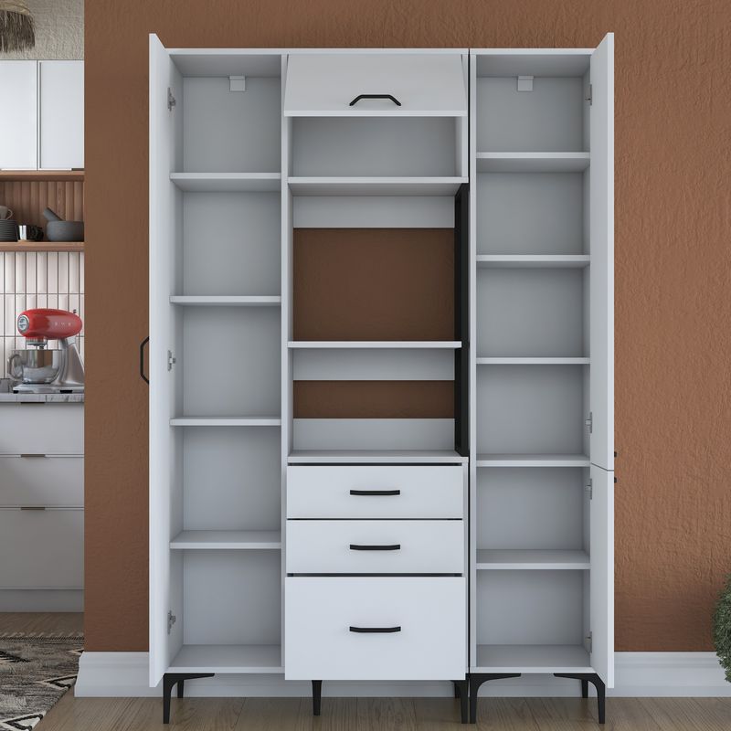 Casa si Gradina - Mobilier - Comode si corpuri - Corpuri bucatarie - Dulap multifunctional, Hanah Home, pal melaminat, alb, 130x40x198.6 cm - Infinity.ro