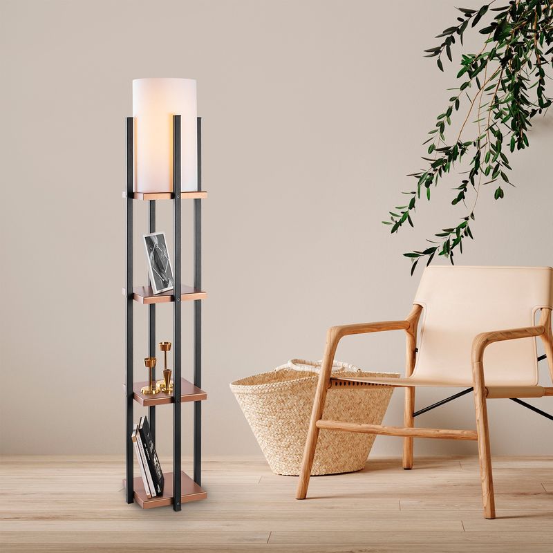Casa si Gradina - Corpuri si surse de iluminat - Veioze si lampi - Lampadare - Lampadar, Opviq, metal, negru cupru, 25x25x130 cm, 211LMP1103 - Infinity.ro