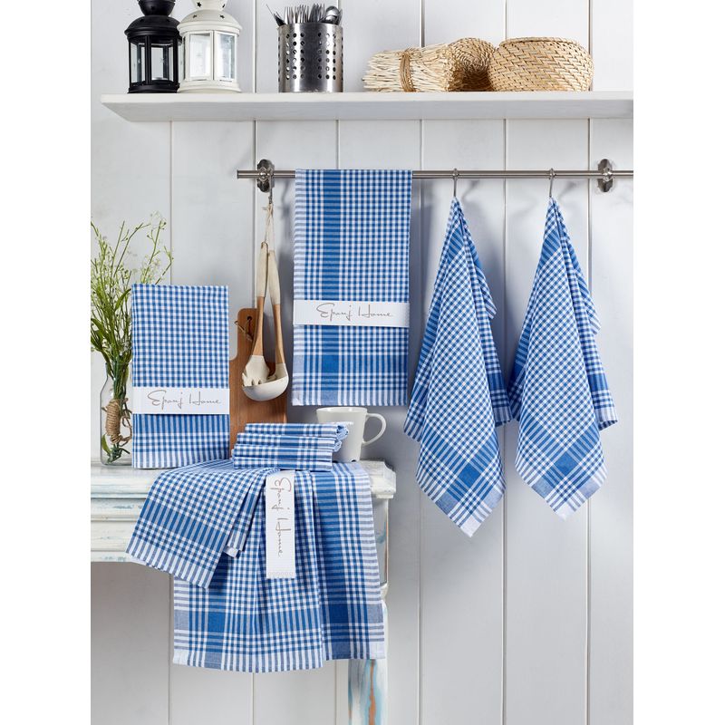 Casa si Gradina - Textile si covoare - Textile baie - Prosoape - Set prosoape de spalat, Hermia, albastru si alb, 45x65 cm, 100% bumbac, 10 bucati - Infinity.ro