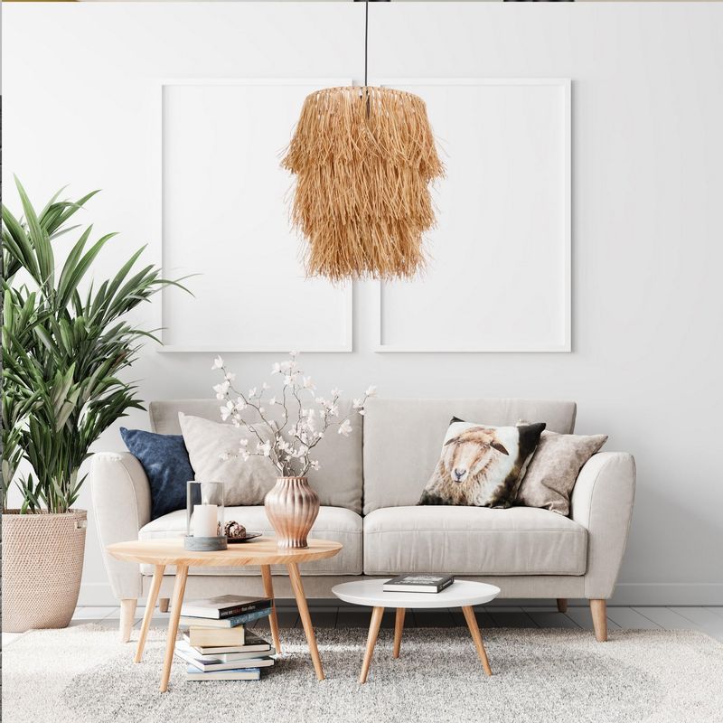 Casa si Gradina - Corpuri si surse de iluminat - Lustre si pendule - Candelabru, Opviq, metal si rafie, natural, 30x20x115 cm - Infinity.ro
