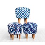 Casa si Gradina - Mobilier - Scaune si fotolii - Tabureti - Taburet, Atelier Del Sofa, 100% microfibra, albastru si alb, 42x42x42 cm, 209FLF1274 - Infinity.ro
