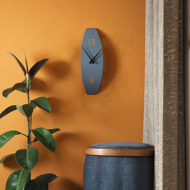 Casa si Gradina - Decoratiuni - Ceasuri - Ceas de perete decorativ, Wallxpert, otel, albastru, 15x46 cm - Infinity.ro