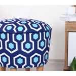Casa si Gradina - Mobilier - Scaune si fotolii - Tabureti - Taburet, Atelier Del Sofa, 100% microfibra, albastru si alb, 42x42x42 cm, 209FLF1274 - Infinity.ro