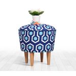 Casa si Gradina - Mobilier - Scaune si fotolii - Tabureti - Taburet, Atelier Del Sofa, 100% microfibra, albastru si alb, 42x42x42 cm, 209FLF1274 - Infinity.ro