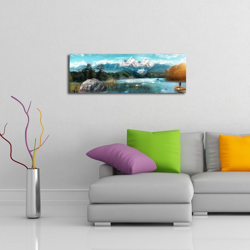 Casa si Gradina - Decoratiuni - Tablouri - Tablou canvas decorativ cu led, Wallxpert, multicolor, 30x90 cm, panza piele de caprioara, rama lemn, 254LED1212 - Infinity.ro
