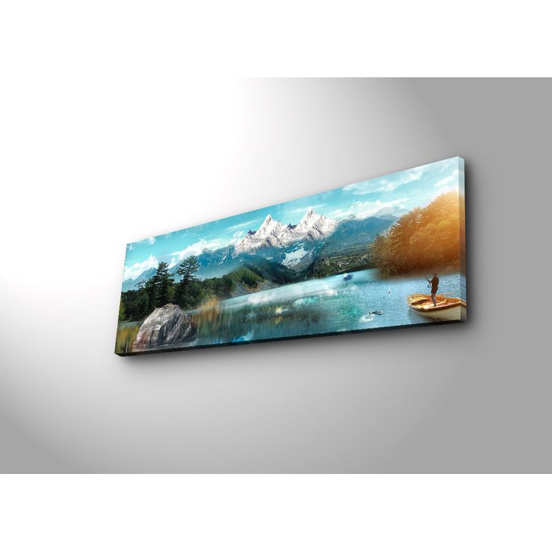Casa si Gradina - Decoratiuni - Tablouri - Tablou canvas decorativ cu led, Wallxpert, multicolor, 30x90 cm, panza piele de caprioara, rama lemn, 254LED1212 - Infinity.ro