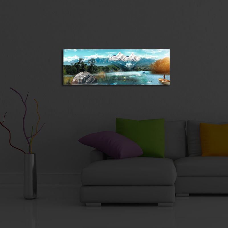 Casa si Gradina - Decoratiuni - Tablouri - Tablou canvas decorativ cu led, Wallxpert, multicolor, 30x90 cm, panza piele de caprioara, rama lemn, 254LED1212 - Infinity.ro