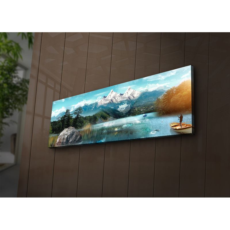 Casa si Gradina - Decoratiuni - Tablouri - Tablou canvas decorativ cu led, Wallxpert, multicolor, 30x90 cm, panza piele de caprioara, rama lemn, 254LED1212 - Infinity.ro