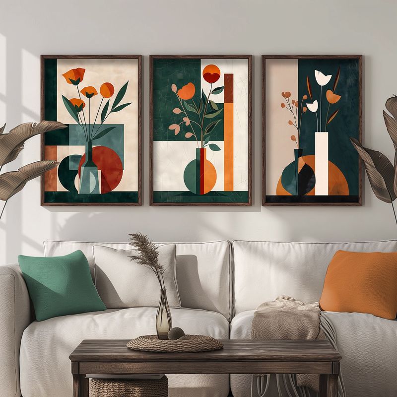 Casa si Gradina - Decoratiuni - Tablouri - Tablou decorativ cu rama, Wallxpert, mdf, multicolor, 50x70x3.5 cm, set 3 bucati - Infinity.ro