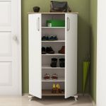 Casa si Gradina - Mobilier - Dulapuri si sifoniere - Dulapuri pantofi - Dulap pantofi, Hanah Home, pal melaminat, nuc si alb, 72x32,5x120 cm - Infinity.ro