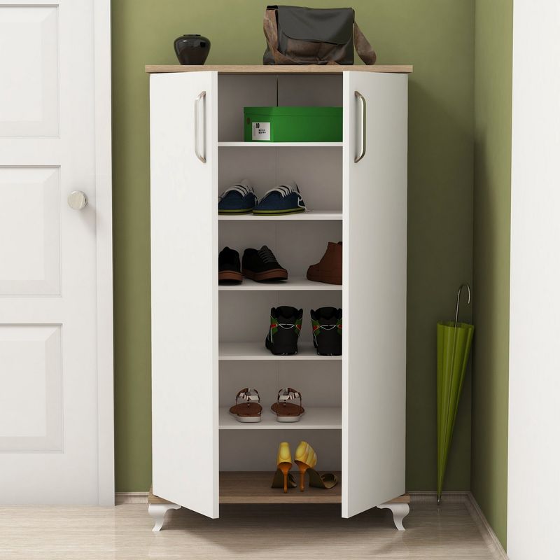 Casa si Gradina - Mobilier - Dulapuri si sifoniere - Dulapuri pantofi - Dulap pantofi, Hanah Home, pal melaminat, nuc si alb, 72x32,5x120 cm - Infinity.ro