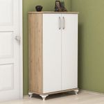 Casa si Gradina - Mobilier - Dulapuri si sifoniere - Dulapuri pantofi - Dulap pantofi, Hanah Home, pal melaminat, nuc si alb, 72x32,5x120 cm - Infinity.ro