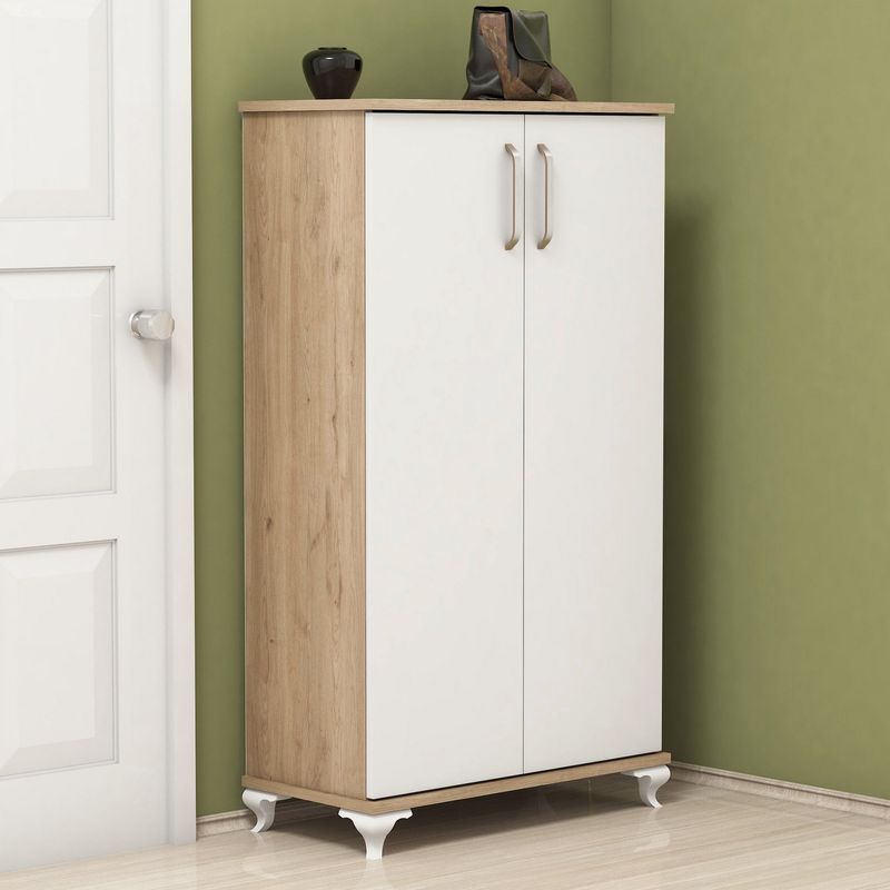 Casa si Gradina - Mobilier - Dulapuri si sifoniere - Dulapuri pantofi - Dulap pantofi, Hanah Home, pal melaminat, nuc si alb, 72x32,5x120 cm - Infinity.ro