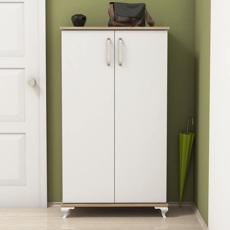 Casa si Gradina - Mobilier - Dulapuri si sifoniere - Dulapuri pantofi - Dulap pantofi, Hanah Home, pal melaminat, nuc si alb, 72x32,5x120 cm - Infinity.ro
