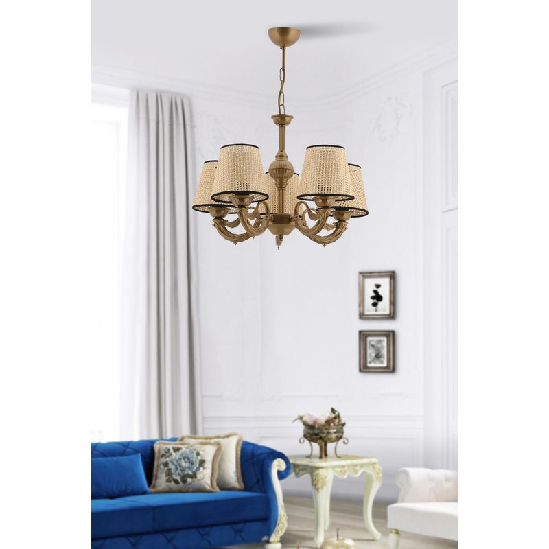 Casa si Gradina - Corpuri si surse de iluminat - Lustre si pendule - Lustra, Opviq, metal, negru auriu crem, 65 cm - Infinity.ro