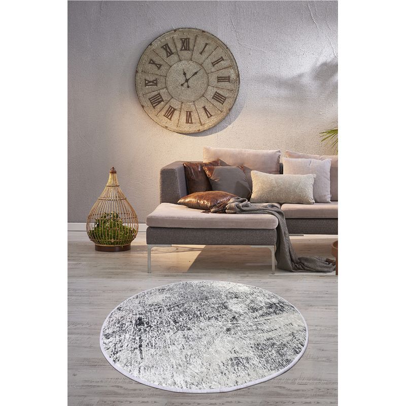 Casa si Gradina - Textile si covoare - Covoare - Covoare casa - Covor rotund, Conceptum Hypnose, multicolor, 100 cm, 100% poliester, antiderapant, lavabil la masina, 882CHL1097 - Infinity.ro