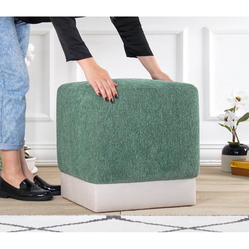 Casa si Gradina - Mobilier - Scaune si fotolii - Tabureti - Taburet, Atelier Del Sofa, bumbac si in, verde, 45x45x45 cm, 209FLF1397 - Infinity.ro