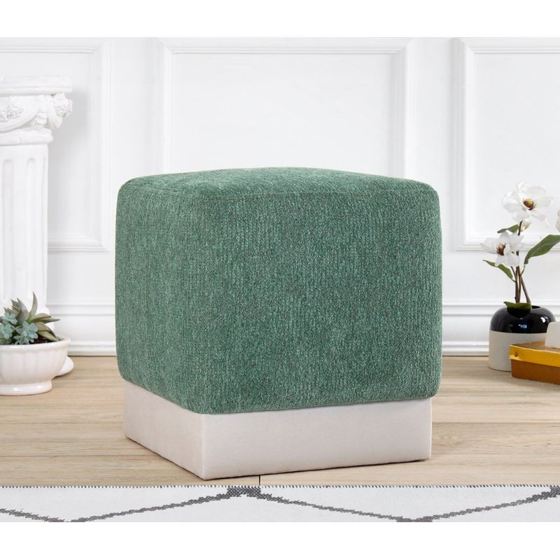 Casa si Gradina - Mobilier - Scaune si fotolii - Tabureti - Taburet, Atelier Del Sofa, bumbac si in, verde, 45x45x45 cm, 209FLF1397 - Infinity.ro