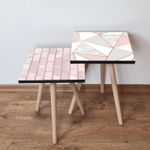 Casa si Gradina - Mobilier - Mese si birouri - Masute de cafea - Set masute de cafea, Hanah Home, mdf, roz alb gri, 35x47x35 cm, 2 piese - Infinity.ro