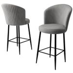 Casa si Gradina - Mobilier - Scaune si fotolii - Tabureti - Set taburete bar, Hanah Home, metal, gri si negru, 46x40x102 cm, 4 bucati - Infinity.ro