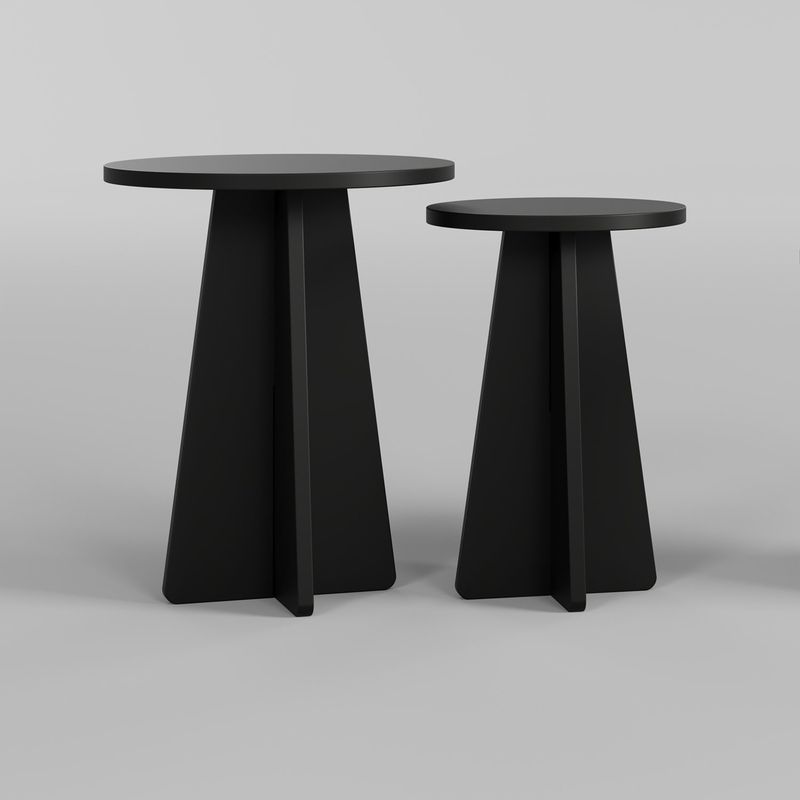 Casa si Gradina - Mobilier - Mese si birouri - Masute de cafea - Set masute de cafea, Hanah Home, pal melaminat, negru, 40x40x50 cm, 30x30x45 cm - Infinity.ro