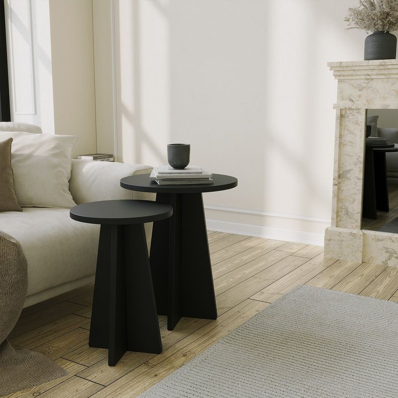 Casa si Gradina - Mobilier - Mese si birouri - Masute de cafea - Set masute de cafea, Hanah Home, pal melaminat, negru, 40x40x50 cm, 30x30x45 cm - Infinity.ro