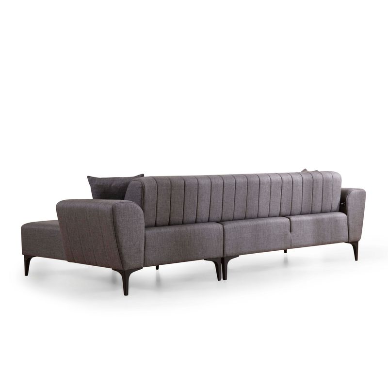 Casa si Gradina - Mobilier - Canapele si coltare - Coltare - Coltar extensibil, Hanah Home, lemn de fag si pal, gri inchis, 270x140x95 cm - Infinity.ro