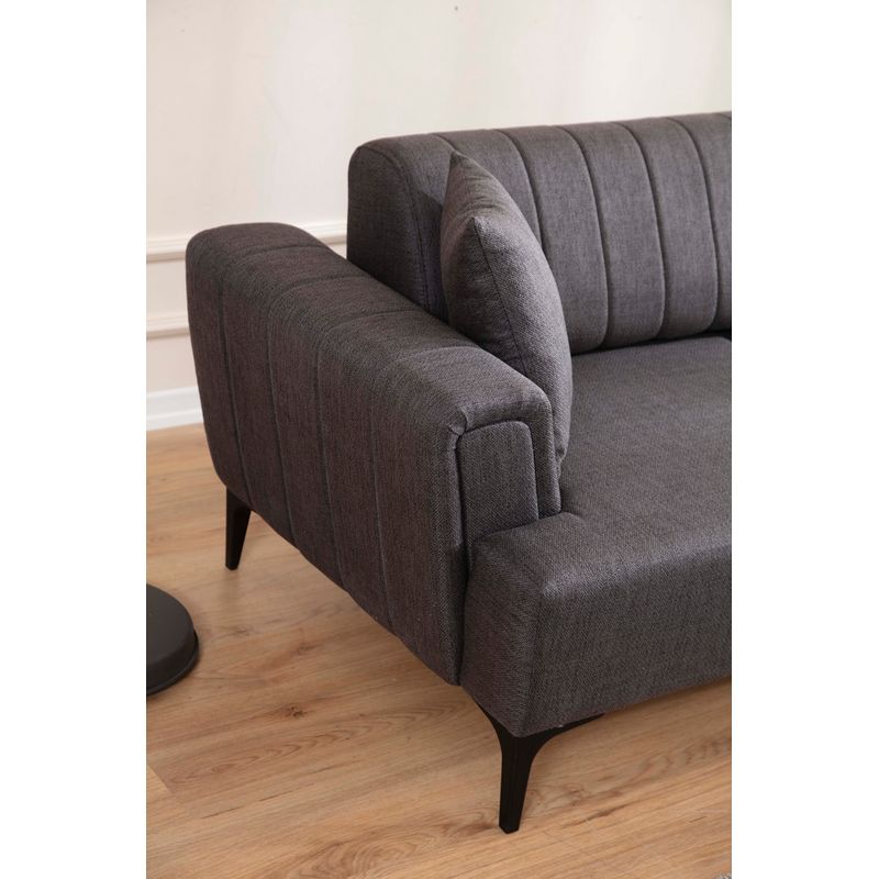 Casa si Gradina - Mobilier - Canapele si coltare - Coltare - Coltar extensibil, Hanah Home, lemn de fag si pal, gri inchis, 270x140x95 cm - Infinity.ro